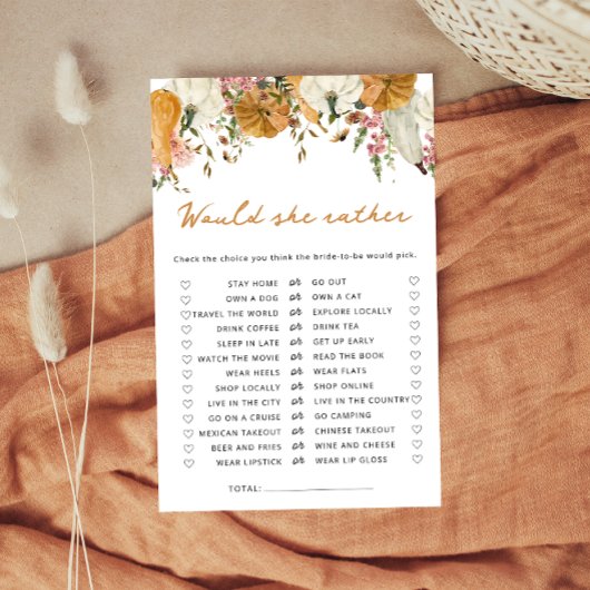 Pumpkin Fall würde sie eher Brautparty Game