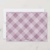 Pumpkin fallen Babydusche Gingham Confetti lila Einladung (Rückseite)