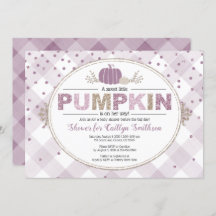 Pumpkin fallen Babydusche Gingham Confetti lila