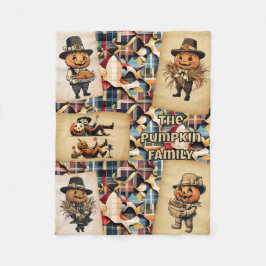 Pumpkin Family Pilgrims Kariert Fleecedecke