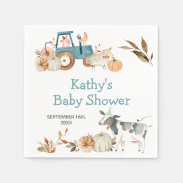 Pumpkin Farm Animal Tractor Floral Napkins Serviette