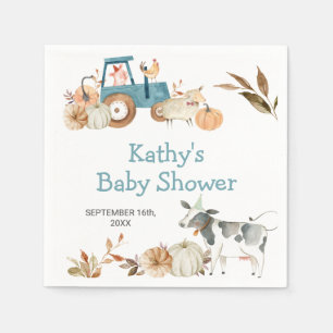 Pumpkin Farm Animal Tractor Floral Napkins Serviette