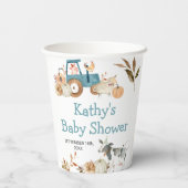 Pumpkin Farm Animal Tractor, floral weiß Pappbecher (Rückseite)