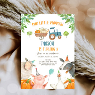 Pumpkin Farm Barnyard Fall Boy Party Birthday Invi Einladung