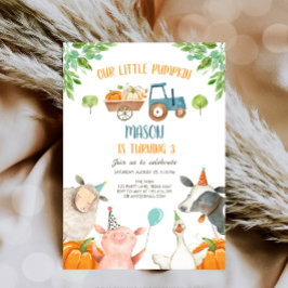Pumpkin Farm Barnyard Fall Boy Party Birthday Invi Einladung