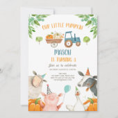 Pumpkin Farm Barnyard Fall Boy Party Geburtstag Einladung (Vorderseite)