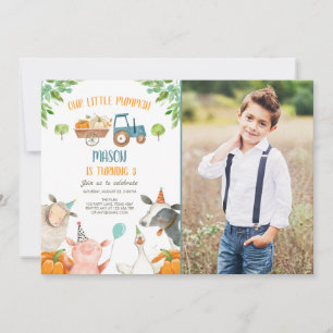 Pumpkin Farm Barnyard Fall Boy Party Geburtstag Einladung