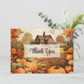 Pumpkin Farm Fall Harvest Dankeskarte (Stehend Vorderseite)