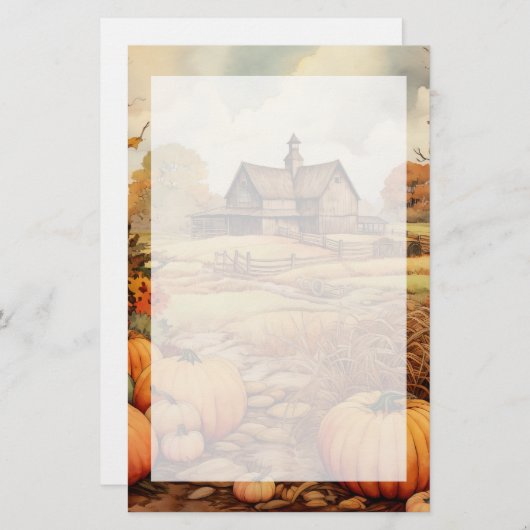 Pumpkin Farm Fall Harvest Erntedank Briefpapier (Vorne/Hinten)