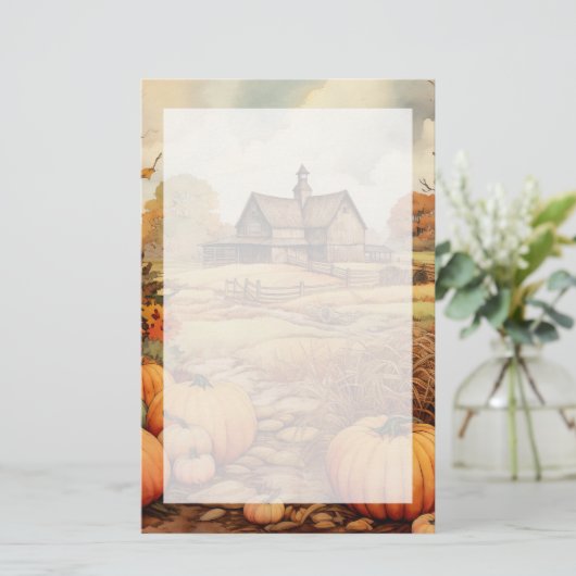 Pumpkin Farm Fall Harvest Erntedank Briefpapier (Stehend Vorderseite)