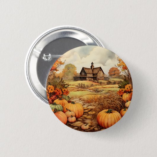 Pumpkin Farm Fall Harvest Erntedank Button (Vorne & Hinten)