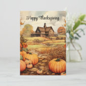 Pumpkin Farm Fall Harvest Erntedank Feiertagskarte (Stehend Vorderseite)