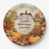 Pumpkin Farm Fall Harvest Erntedank Geburtstag Pappteller (Vorderseite)