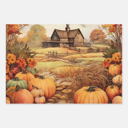 Pumpkin Farm Fall Harvest Erntedank Geschenkpapier Set (Vorderseite 2)