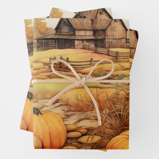 Pumpkin Farm Fall Harvest Erntedank Geschenkpapier Set (Beispiel)