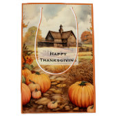Pumpkin Farm Fall Harvest Erntedank Mittlere Geschenktüte (Vorderseite)