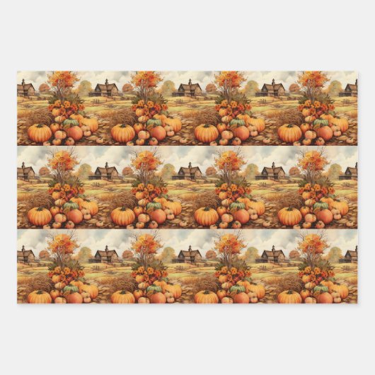 Pumpkin Farm Fall Harvest Erntedank Muster Geschenkpapier Set (Vorderseite 2)