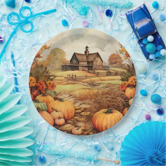 Pumpkin Farm Fall Harvest Erntedank Pappteller (Party)