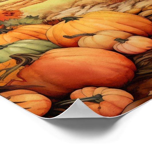Pumpkin Farm Fall Harvest Erntedank Poster (Ecke)
