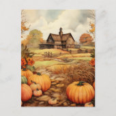 Pumpkin Farm Fall Harvest Erntedank Postkarte (Vorderseite)