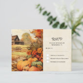 Pumpkin Farm Fall Harvest Erntedank RSVP Karte (Stehend Vorderseite)