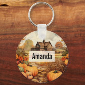 Pumpkin Farm Fall Harvest Erntedank Schlüsselanhänger (Vorderseite)