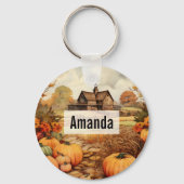 Pumpkin Farm Fall Harvest Erntedank Schlüsselanhänger (Rückseite)