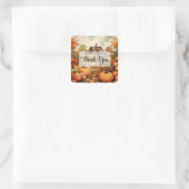 Pumpkin Farm Fall Harvest Erntedank Vielen Dank Quadratischer Aufkleber (Tasche)