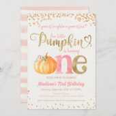 Pumpkin First Birthday Einladung (Vorne/Hinten)