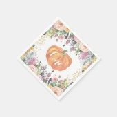 Pumpkin First Birthday Floral Gold Glitzer Serviette (Ecke)