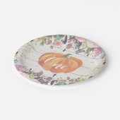 Pumpkin First Birthday Floral Gold Paper Teller (Schrägansicht)