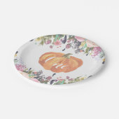 Pumpkin First Birthday Floral Gold Paper Teller (Schrägansicht)