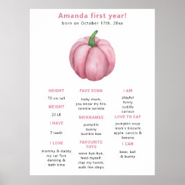 Pumpkin First Birthday Milestone Geburtstag Poster