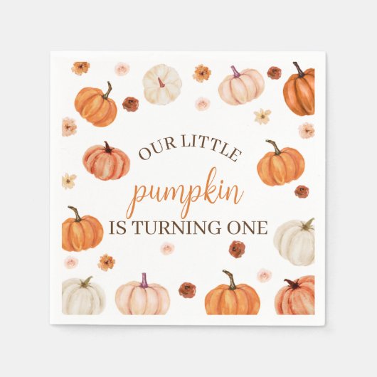 Pumpkin First Birthday Napkin Serviette (Vorderseite)