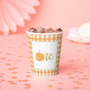 Pumpkin First Birthday Paper Cup - Boy Orange Pl Pappbecher
