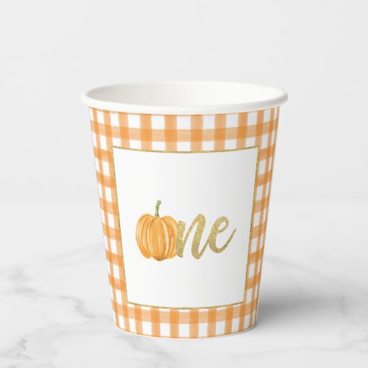 Pumpkin First Birthday Paper Cup - Boy Orange Pl Pappbecher (Rückseite)