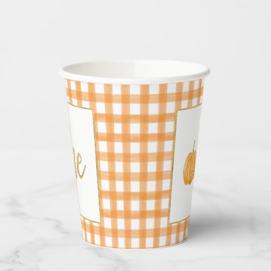 Pumpkin First Birthday Paper Cup - Boy Orange Pl Pappbecher (Links)