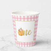 Pumpkin First Birthday Paper Cup - Girl Pink Karie Pappbecher (Vorderseite)
