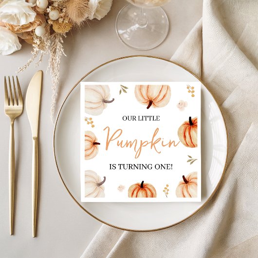 Pumpkin First Birthday Party Napkin Serviette