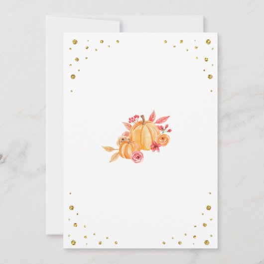 Pumpkin First One Birthday Herbst Party laden Einladung (Rückseite)