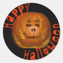Pumpkin, flammender Schädel Runder Aufkleber