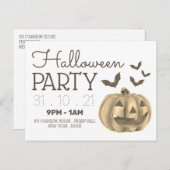 Pumpkin & Fledermäuse, Einladung zum Halloween-Par (Vorne/Hinten)