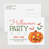 Pumpkin & Fledermäuse, Einladung zum Halloween-Par (Vorne/Hinten)