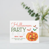 Pumpkin & Fledermäuse, Einladung zum Halloween-Par (Stehend Vorderseite)