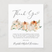 Pumpkin Floral Baby Dusche Danke Karte (Vorderseite)