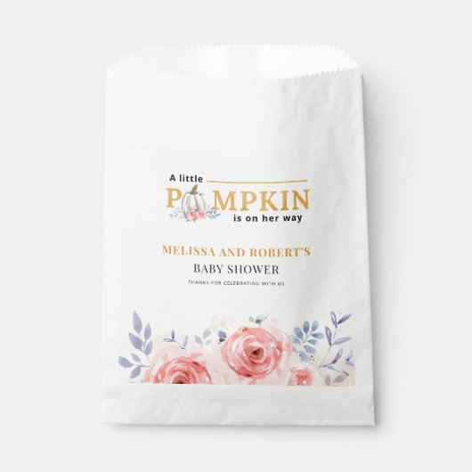Pumpkin Floral Baby Dusche Geschenktütchen (Vorderseite)
