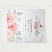 Pumpkin Floral Baby Dusche Rosa Rosen Hintergrund Wandteppich (Vorderseite (Horizontal))