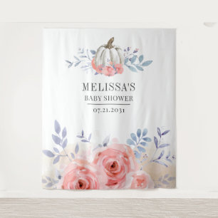 Pumpkin Floral Baby Dusche Rosa Rosen Hintergrund Wandteppich