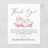 Pumpkin Floral Baby Girl Dusche Danke Karte (Vorderseite)