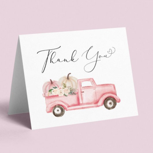 Pumpkin Floral Baby Girl Dusche Dankeskarte